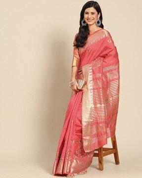 floral-pattern-saree-with-temple-border