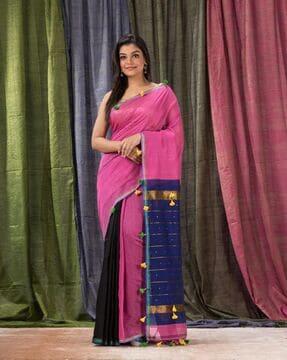 colourblock-handloom-saree-with-tassels
