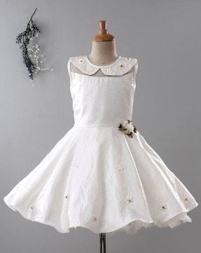 embellished-round-neck-fit-and-flare-dress
