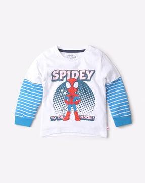 spiderman-print-round-neck-t-shirt