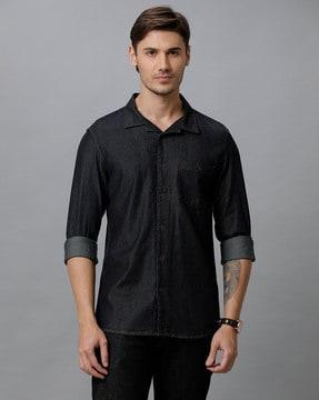 washed-slim-fit-shirt-with-patch-pocket