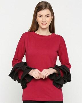 round-neck-top-with-ruffled-sleeves