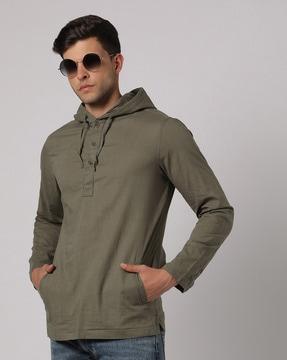 slim-fit-hooded-kurta-shirt