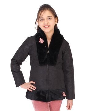 zip-front-jacket-with-floral-applique