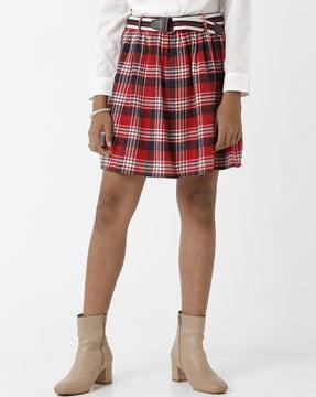 checks-knee-length-skirt