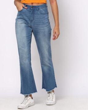 high-rise-bootcut-jeans-with-frayed-hems