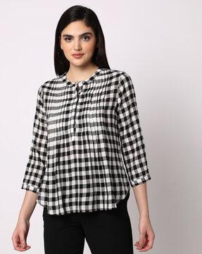 checked-shirt-with-front-pintucks