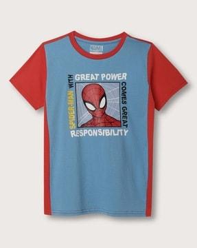 spider-man-print-round-neck-t-shirt