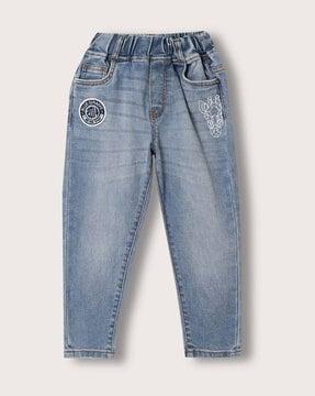 graphic-print-jeans-with-elasticated-waist