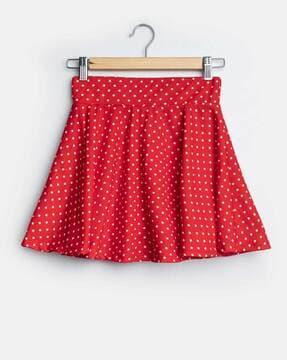 polka-dot-print-flared-skirt