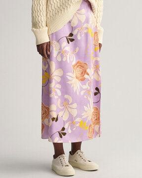 floral-print-straight-skirt