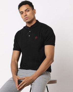 slim-fit-polo-t-shirt-with-band-collar