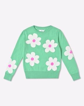 floral-print-crew-neck-pullover