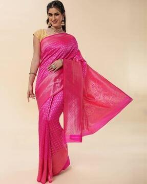floral-print-traditional-saree-with-blouse-piece