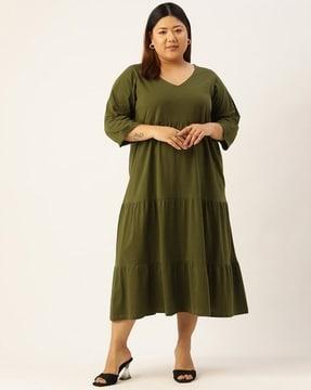 a-line-dress-with-3/4th-sleeves