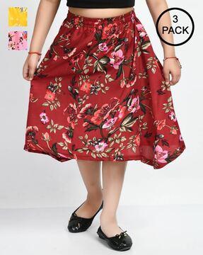 pack-of-3-floral-print-flared-skirts
