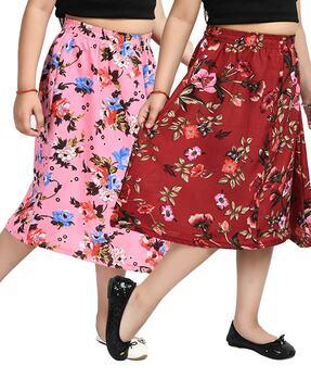 set-of-2-floral-print-straight-skirts