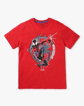 spiderman-print-round-neck-t-shirt
