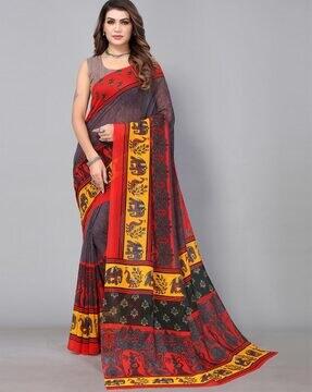 printed-georgette-saree-with-contrast-border
