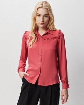 button-down-shirt-with-ruffle-accent