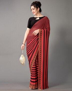 red-striped-saree-with-unstitched-blouse-piece-printed-saree