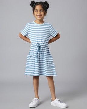 striped-a-line-dress-with-tie-up