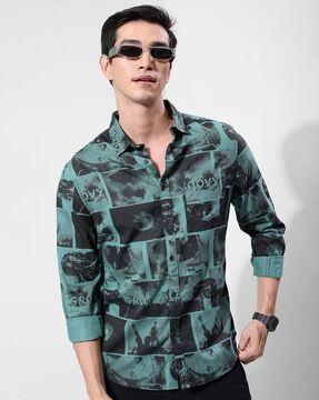 graphic-print-slim-fit-shirt-with-patch-pocket