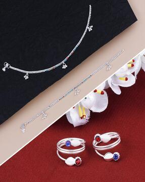 silver-plated-american-diamond-studded-anklets-with-toe-rings