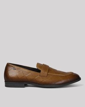 men-checked-round-toe-penny-loafers