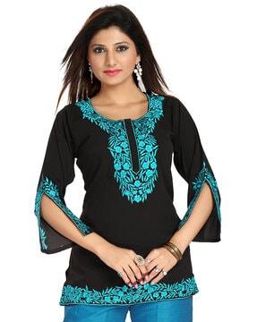 embroidered-round-neck-tunic