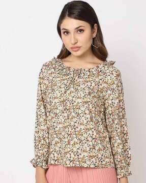 floral-print-top-with-tie-up-neck