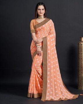 polka-dot-embroidered-chiffon-saree-with-delicate-lace-border