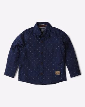 micro-print-cotton-shirt-with-patch-pocket