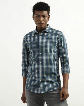 checked-slim-fit-shirt-with-cutaway-collar