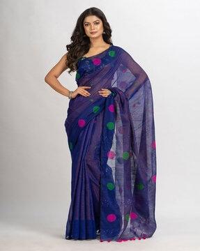 embellished-jamdani-saree-with-tassels