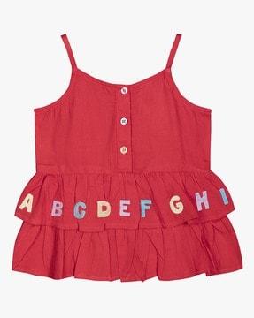 alphabetic-embroidered-round-neck-top