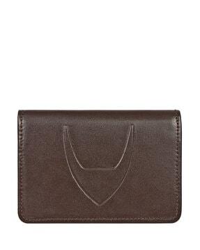 v-pattern-leather-card-holder