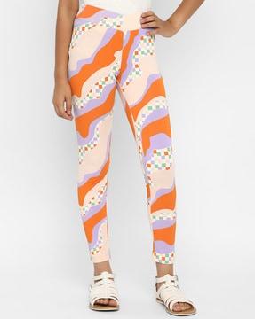 abstract-printed-leggings-with-elasticated-waist