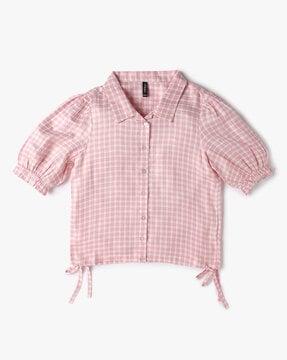 checked-shirt-with-puff-sleeves