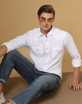 cotton-slim-fit-shirt-with-flap-pockets