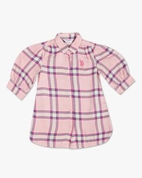 checked-tunic-with-logo-embroidery
