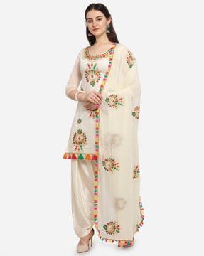 chanderi-cotton-embroidered-unstitched-dress-material-with-pom-pom-lace