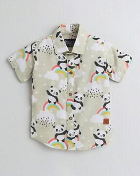 graphic-print-shirt-with-spread-collar