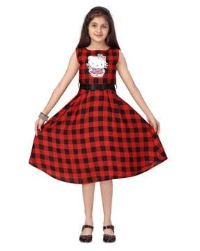 checked-fit-&-flare-dress