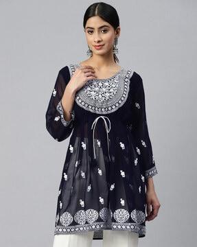 floral-embroidered-flared-kurti
