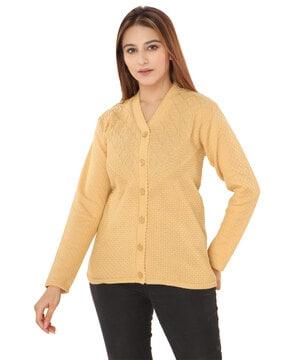 button-front-v-neck-cardigan
