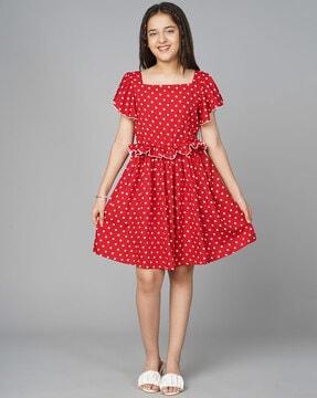 polka-dot-square-neck-fit-and-flare-dress