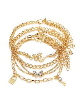 set-of-4-gold-plated-stone-beaded-anklets