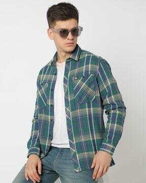 checked-slim-fit-flannel-shirt-with-patch-pockets