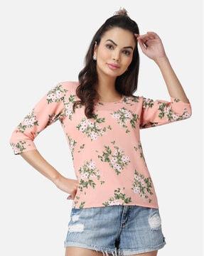 floral-print-round-neck-top